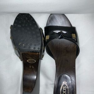 Tods wooden and leather heels